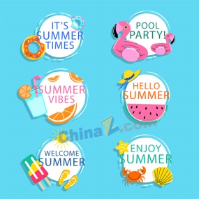 夏日元素标签矢量设计